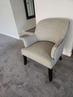 Blue/Gray Upholstered Accent Chair with Nailhead Trim