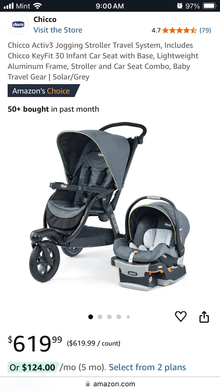Chicco Activ3 Jogging Stroller Travel System + 2 Keyfit 30 Infant Car Seat