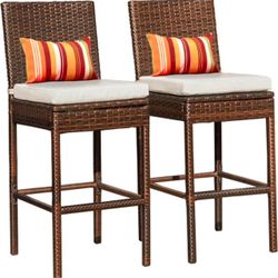 Outdoor Wicker Bar Stools Set of 2