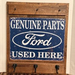 Ford Hook Board  Hat, Coat, Key Rack Wood - Metal