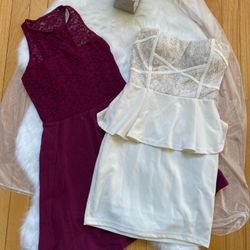 Elegant Strapless Peplum Dress with Lace and Sequin Detail