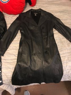 Bebe black leather coat small