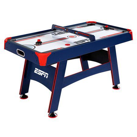 ESPN Air Hockey Table, Overhead Electronic Scorer, Blue/Red, 60" size, Air Powered Hockey Blue - 