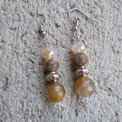 Handmade Natural Agate - Crystal - Glass Bead Earrings
