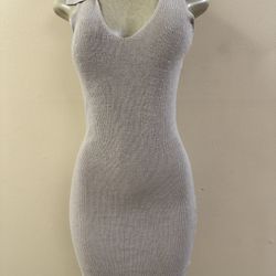 Beige FRESHMAN 1996 Stretchable Knit Bodycon Sweater Dress Size Small EUC