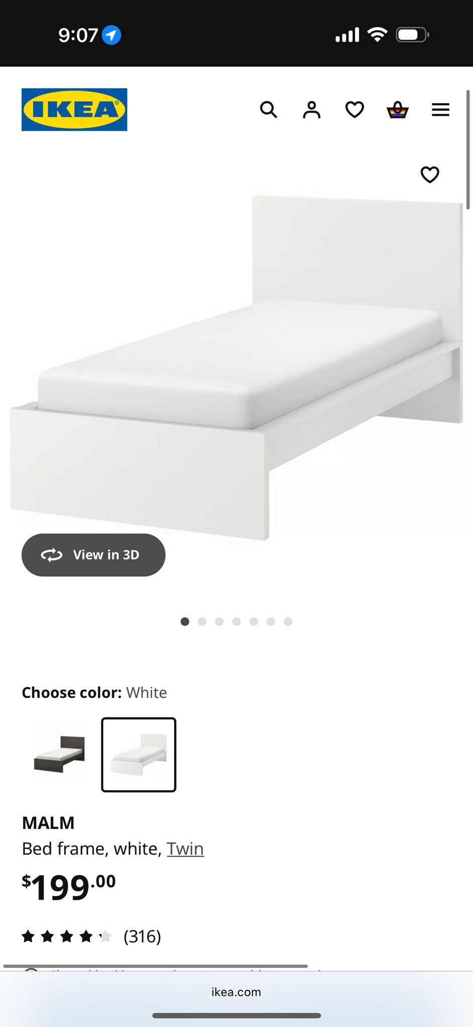 IKEA White Twin Bed With Frame