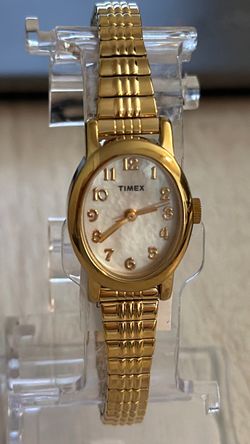 Timex Women's Gold-Tone Expansion Band Mother of pearl Watch