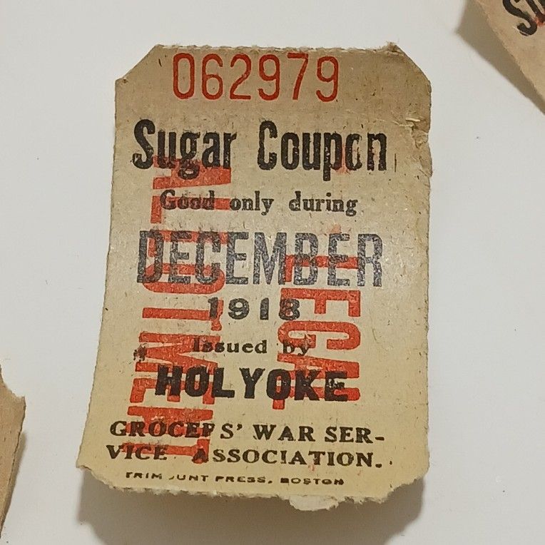 WW 1 SUGAR RATION COUPONS DEC. 1918