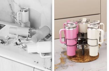 6 Slot Revolving Water Bottle Organizer Countertop Tumbler Holder Stanley Cup