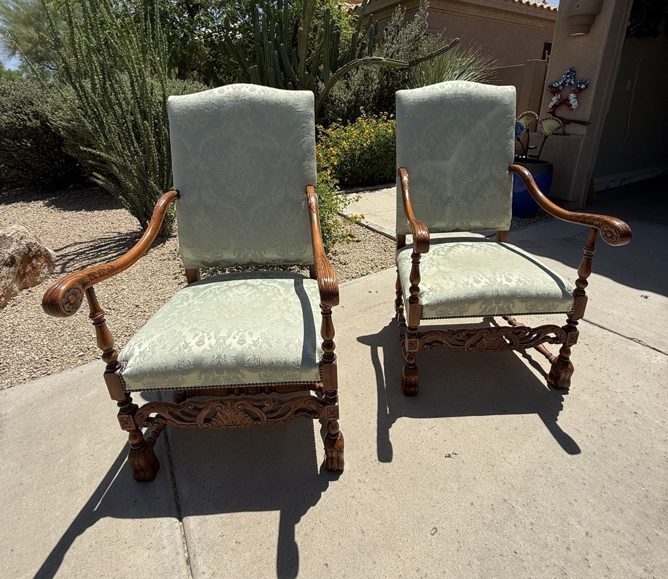Pair of French Louis XIII Throne Chairs