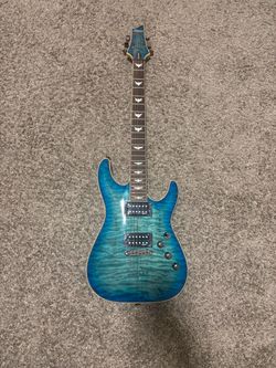Schecter Electric Guitar Blue Quilted Top
