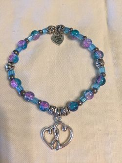 Handmade Stretch Bracelet with Glass Beads, and Charm (13)