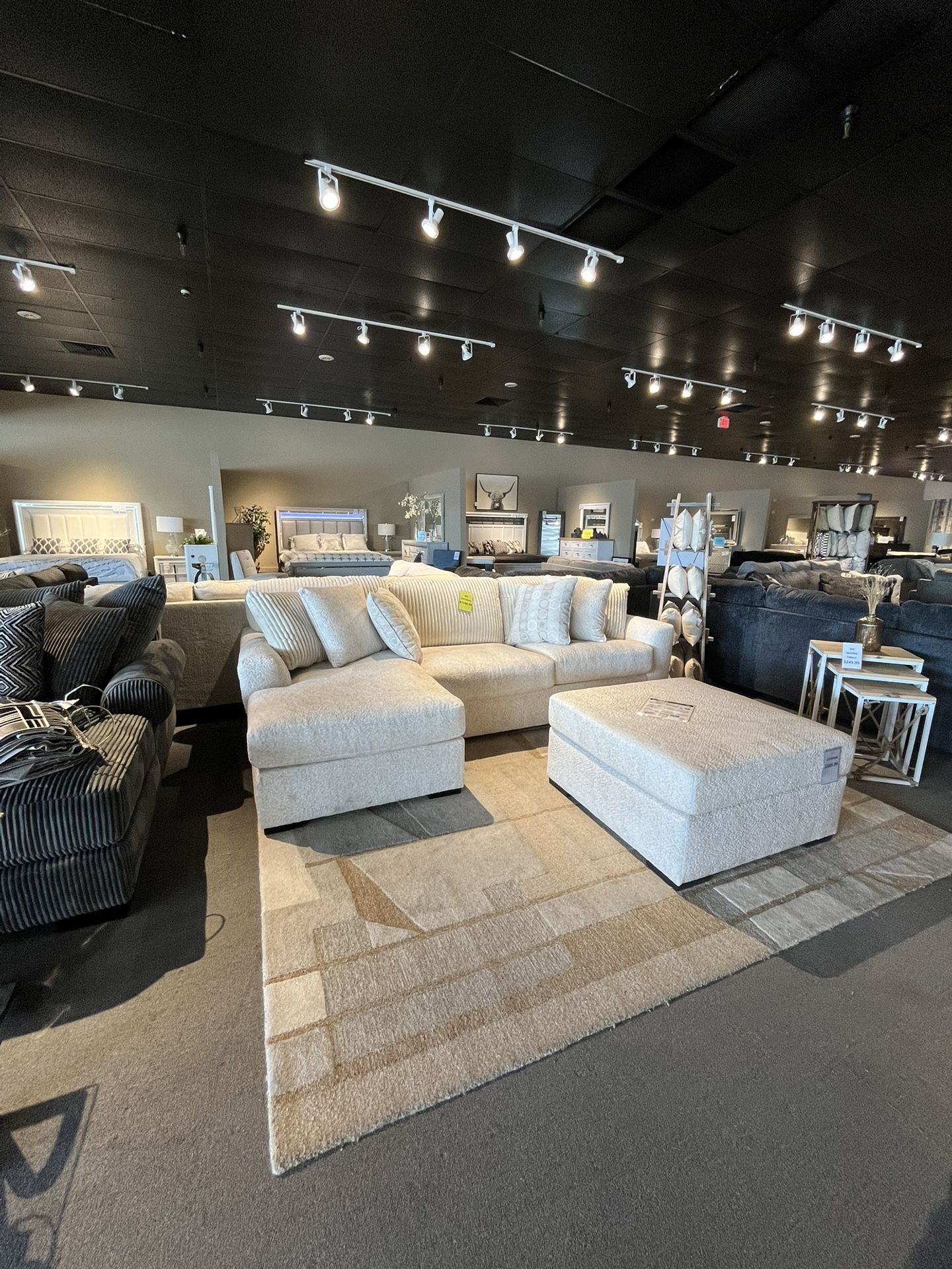 Beige 2PC Chaise Sectional Couch