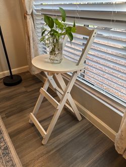 VEGXPET-White Foldable bar Stool 24 inch Folding Kitchen Counter Chair