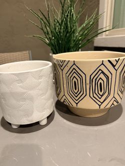 Set of 2 Ceramic Plant Pots - $13 both