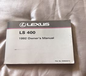 92 Lexus LS 400 Owners Manual