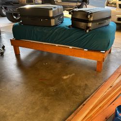 Twin wood platform bed and Mattress $50