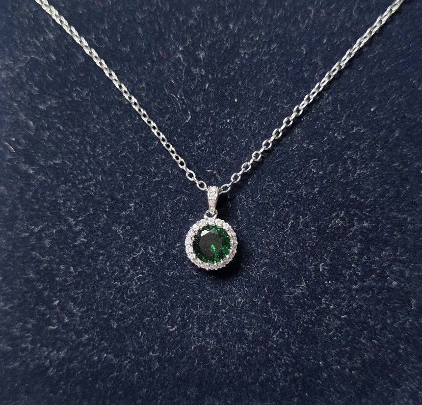 Emerald & White Sapphire Necklace