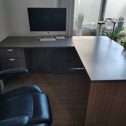 Corner Desk With Fike Cabinet 