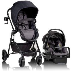 Evenflo Pivot Modular Travel System with LiteMax Infant Car Seat with Anti-Rebound Bar (Casual Gray)