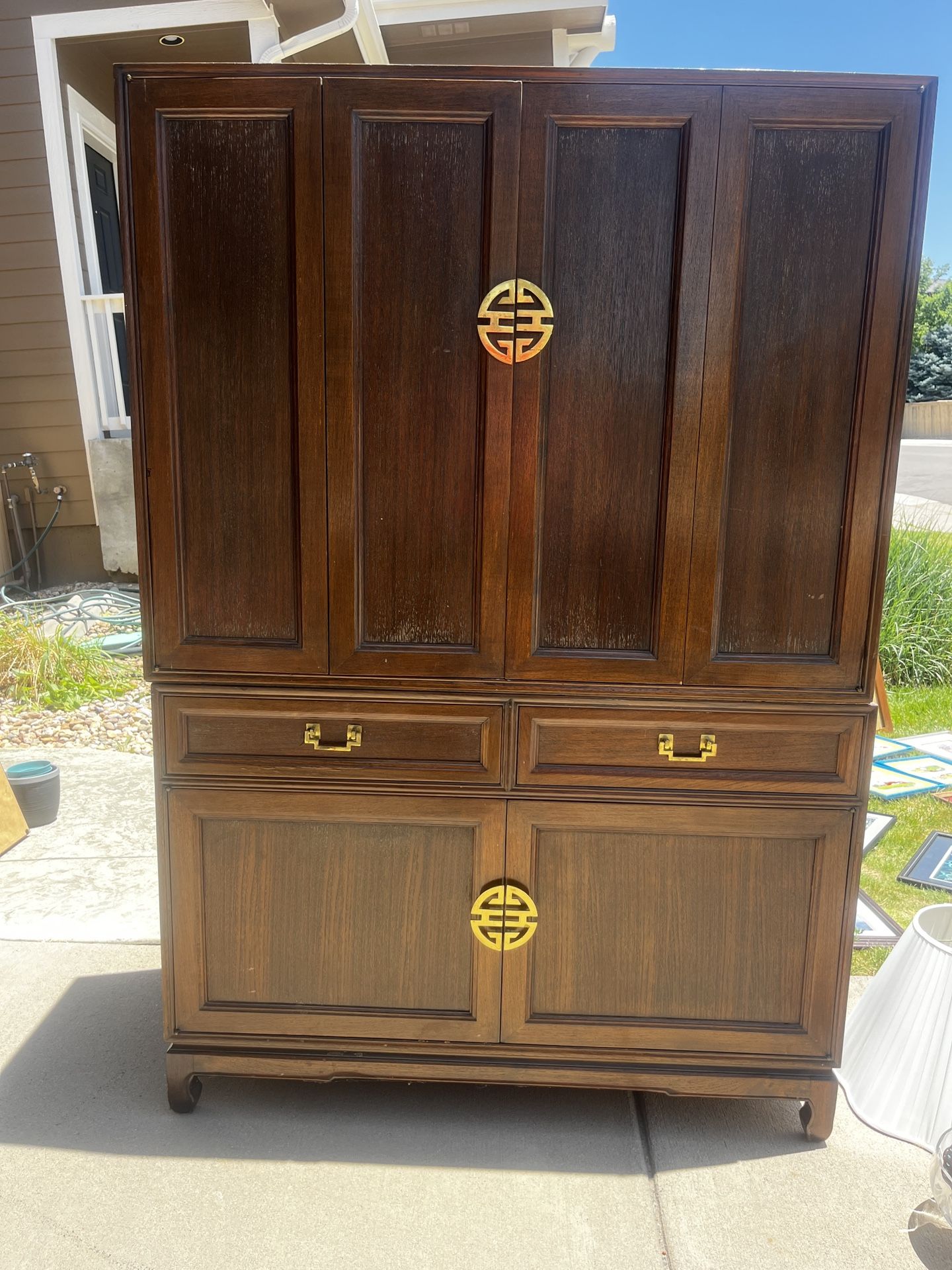 Imported Solid Wood 2-piece Cabinet For Storage Or Media