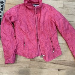 Pink Light Weight Nylon Jacket With Star Embroidery - Size 6- Med