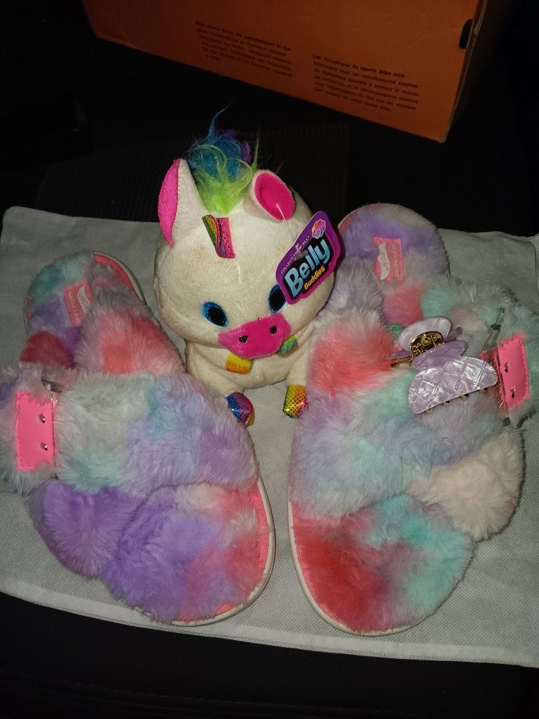 Sketcher Slippers & Belly Stuffed Animal
