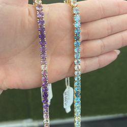 14kt Blue Topaz And Amethyst Bracelets 