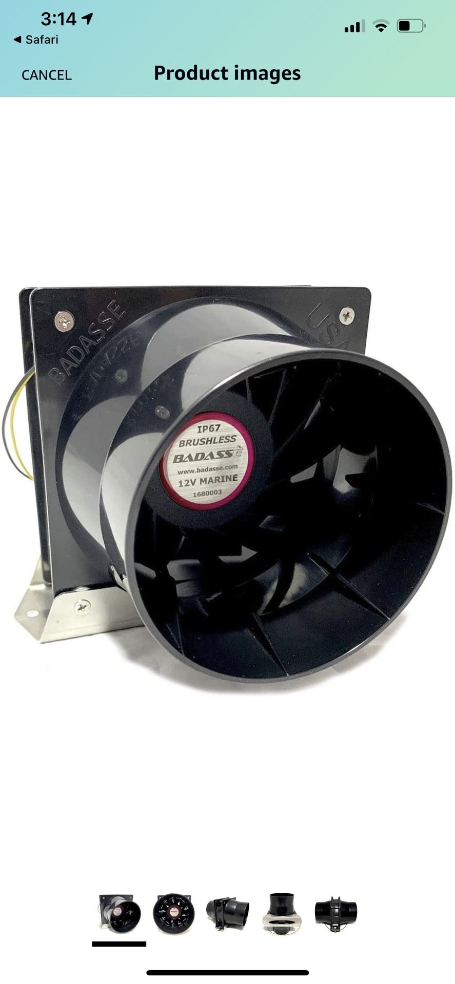 BADASSE Model 4 Brushless 4" Marine Bilge Blower Fan