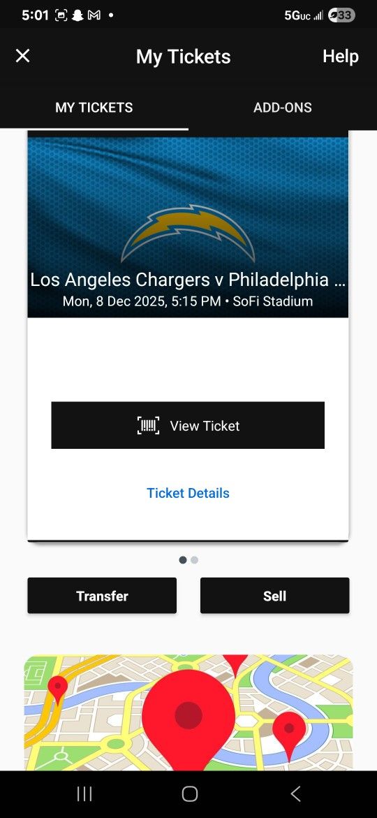 EAGLES CHARGERS TICKETS DEC 8TH