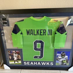 Kenneth Walker Custom Framed Autographed Jersey