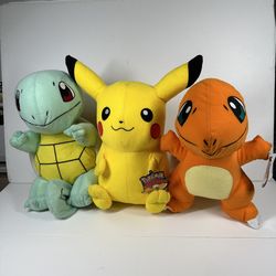 Pokémon Character Plush Pikachu Squirtle Charmander 15” Plush