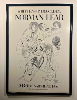 RARE! 1986 Al Hirschfeld Norman Lear Museum of Broadcasting Framed Poster 29x21"