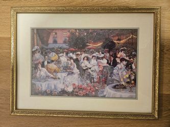 Framed Victorian Garden Party Art Print