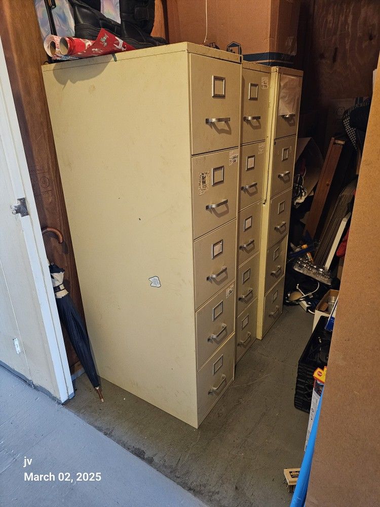 3 Metal Filing Cabinets