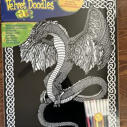 Velvet Doodles 16 X 20 Dragon Two Posters 6 Color, Pens, Vtg Sealed