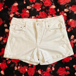 Levi's White Distressed Shorts