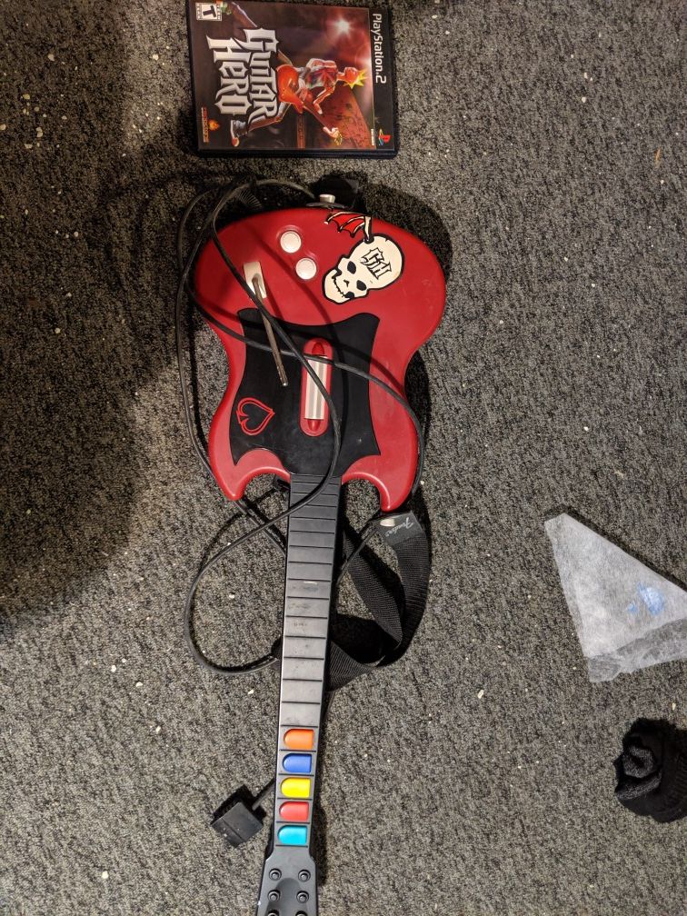 PS2 guitar hero guitar and game