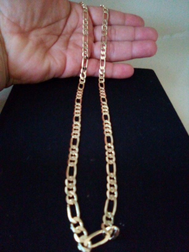 Gold 18 K Deep Plated Figaro Necklace Chain Jewelry