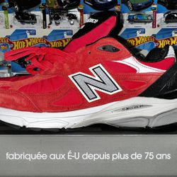 New Balance 990v3 Red Suede Mens Shoe Thumbnail