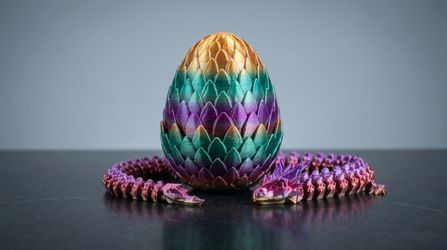 3D Printed Crystal Dragon Egg with Articulated Dragon – Fantasy Fidget Toy, USA Made