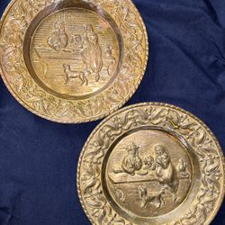 Vintage Brass Pub Plate Set 