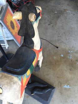 Wood hand carved horse