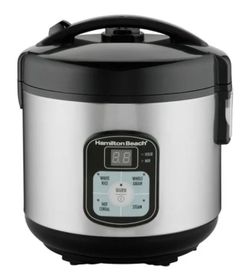 Hamilton Beach 8 Cup Rice Cooker & Food Steamer with Steam & Rinse Basket, Stainless Steel