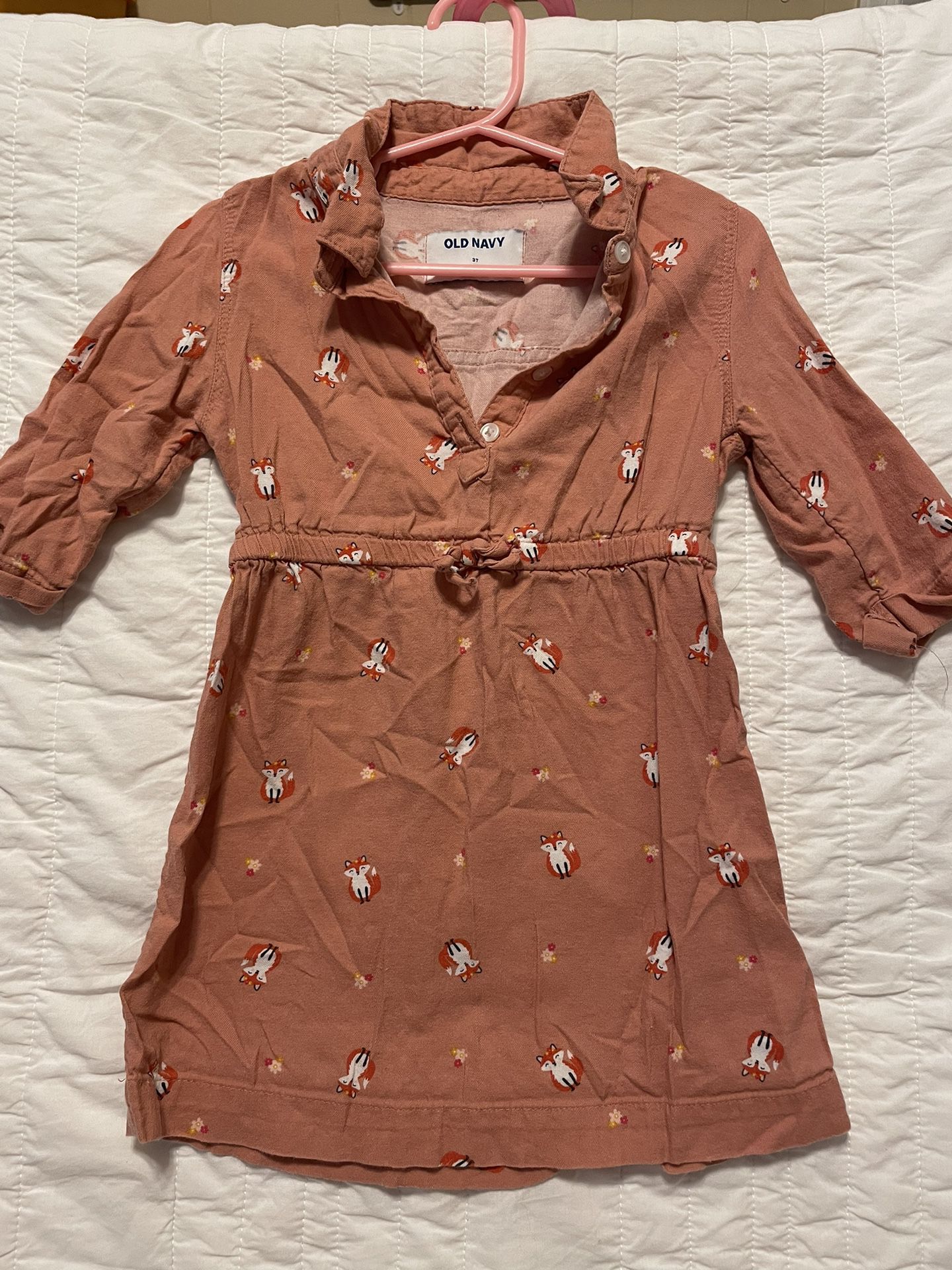 Old Navy Pink Fox Toddler Dress Size 3T