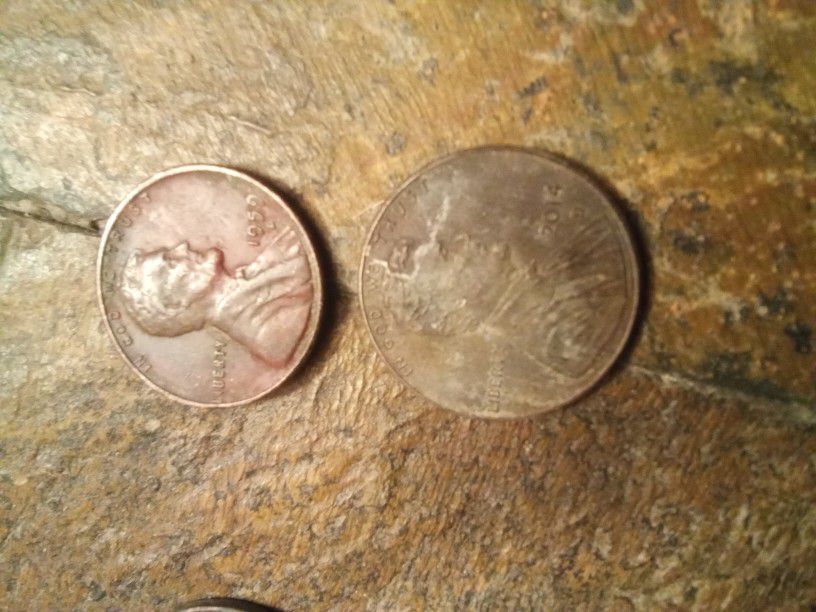 Various Error Penny Coin Two On Nickel Plachet