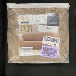 Stretch Sofa Slipcover In Khaki /Tan