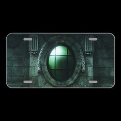 License Plate Novelty Car Front Blue Background Window Light Glass
