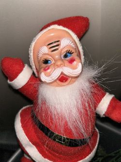 Vintage Flocked Santa Mid Century 