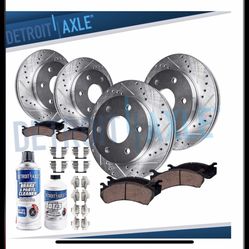 Front & Rear Drilled Rotors Brake Pads for Chevrolet Silverado GMC Sierra 1500 Tahoe Yukon Suburban Escalade 